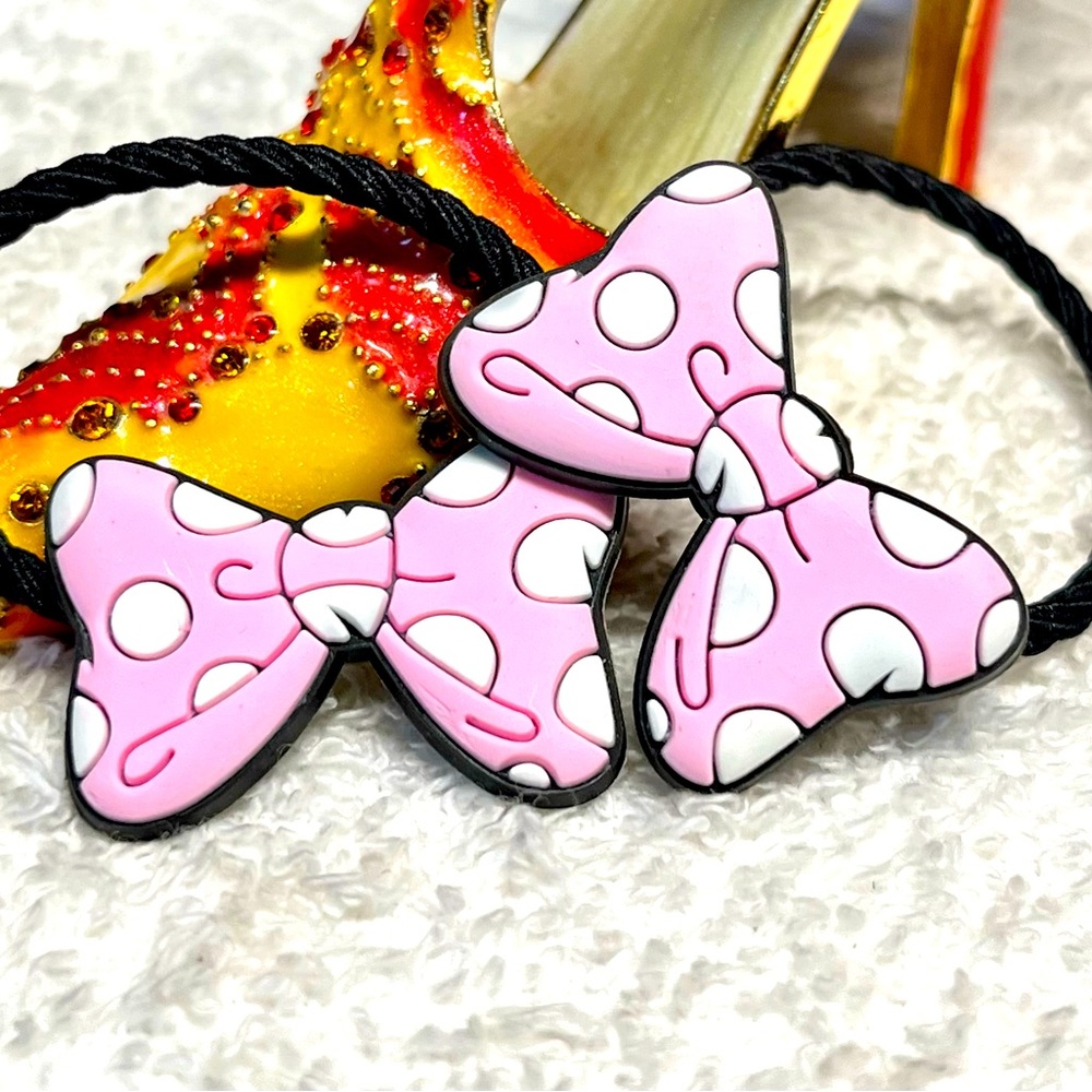 2/12 Set of two pony tail elastics-Minnie mouse bows